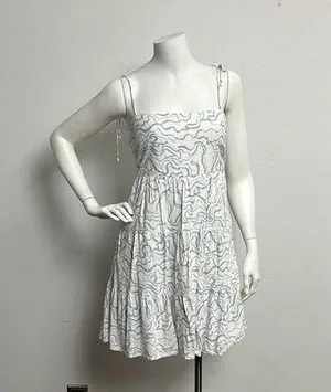 Abercrombie & Fitch Women's Tie Strap Linen-Blend Mini Small Dress Tiered Y2K thumbnail 1