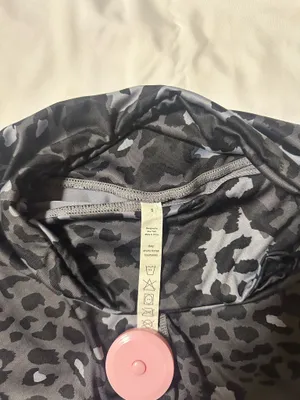 Black & Gray Leopard Print High Rise Biker Shorts Size S thumbnail 5