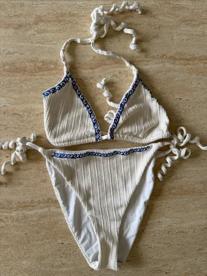 Dippin Daisys Cream Wave Stitched Contrast Trim Bikini Set thumbnail 1
