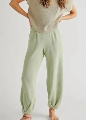 Free People Beach Freya Knit Balloon Leg Pants in light green XS thumbnail 1