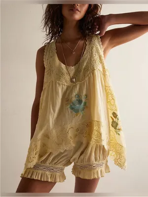 NWT Free People FP Intimately Eye Catcher Bloomsie Romper Double Butter - XS *IR thumbnail 3