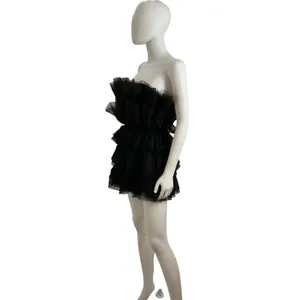 BuddyLove Powder Puff Black Tulle Ruffle Tiered‎ Strapless Mini Dress XS CG4877 thumbnail 3