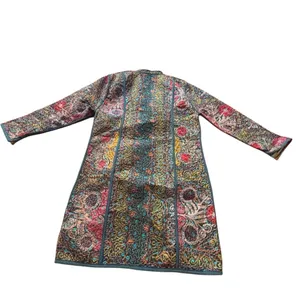 Quilted Embroidered Jacket Boho Artisan Coat Multicolor Statement Piece Multiple Size M thumbnail 3