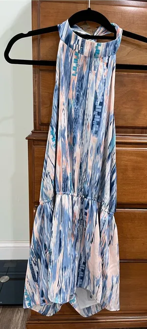 Women’s Blue and Peach Halter Romper thumbnail 1