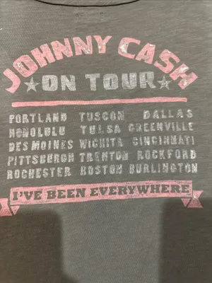 Lucky Brand Gray Graphic Johnny Cash Tour Tee- Size Large thumbnail 5