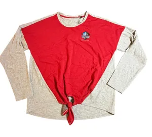 Antigua Pro Football Hall of Fame Top Womens L Red Gray Scrimmage Long Sleeve thumbnail 1