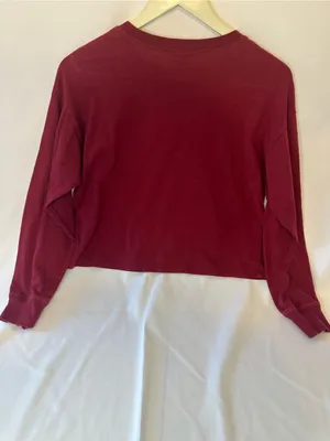 Forever 21 Maroon Cropped 'all good' Graphic Sweatshirt thumbnail 3