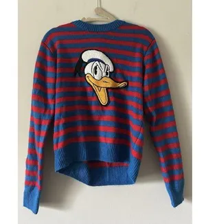 Disney X Forever 21 Retro Style Striped Donald Duck Sweater Size Medium thumbnail 1