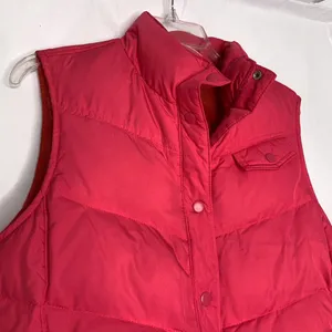 GAP Womens Large Pink Puffer Vest Full Zip‎ Pockets Big Snap Cinched Waist thumbnail 4