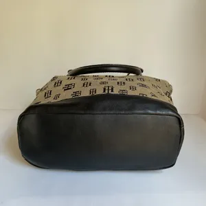 Vintage Tommy Hilfiger Y2K Monogram Tote Bag Black Beige Canvas thumbnail 5