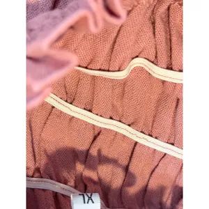 BALILN Dusty Pink Linen Maxi Dress Smocked Long Puff Sleeve Tiered Boho XL thumbnail 11