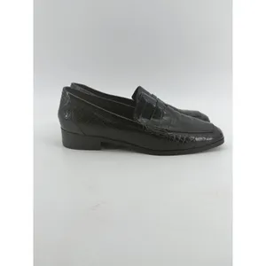 Aldo Black Croc Embossed Leather Penny Loafers Square Toe Flat Shoes Womens 8.5 thumbnail 5