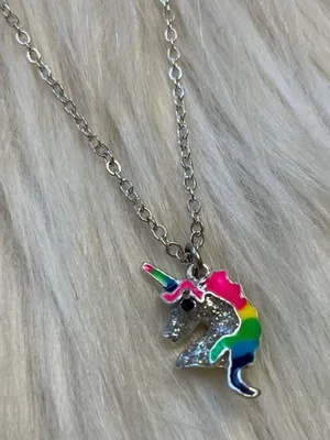 Unicorn silver tone necklace thumbnail 1