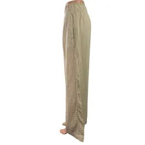 GAP Women's Beige Pleated High Waisted Palazzo Wide Leg Baggy Trousers Pants S thumbnail 2