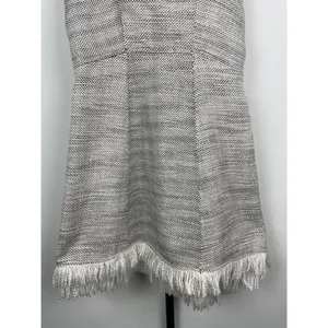 Aqua Gray White Tweed Sleeveless Fringe Hem‎ Fit & Flare Dress Size S thumbnail 5