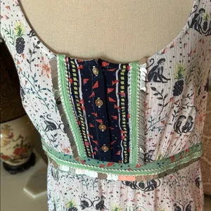 Mantaray white boho novelty monkey pineapple floral sleeveless maxi dress 14​ thumbnail 4