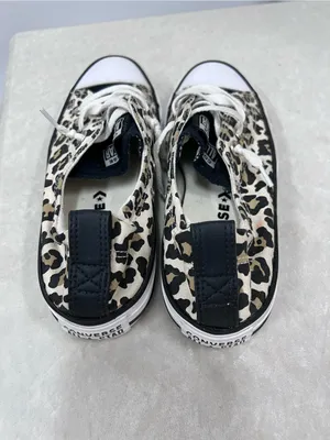 Converse Low Top Leopard Print Canvas Sneakers Black/Beige size 7 slip on thumbnail 6