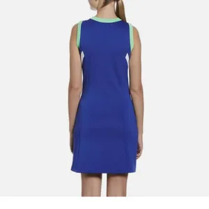 PGA Tour NWT Women's Grand Slam Colorblock Sleeveless Flounce Golf Dress Lime Cobalt thumbnail 4