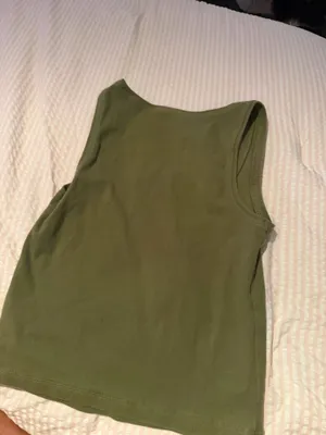 American Eagle Outfitters Olive Ribbed Scoop Tank thumbnail 4