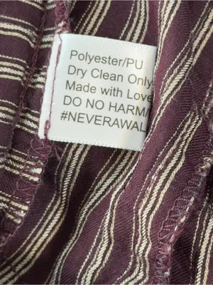 Never a Wallflower burgundy cream striped blouse size M thumbnail 7
