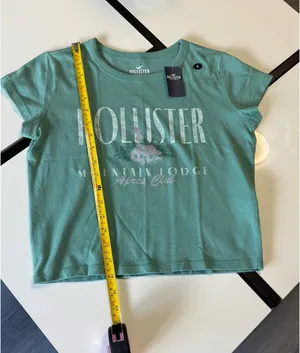 NWT Hollister Mountain Lodge Graphic Crop Tee - Sage Green - Size Small thumbnail 5