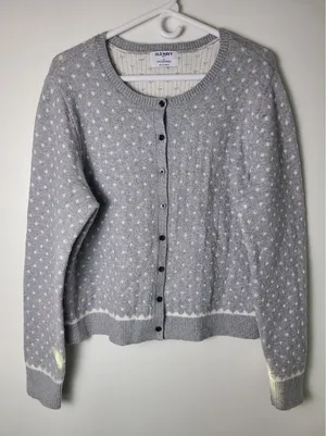 Old Navy W XL Soft Grey Polka Dot Button Cardigan Sweater Indie Cozy Grandmacore thumbnail 1