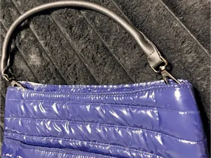 THINK ROYLN Quilted Puffer Shoulder Bag in Blue with Black Handles thumbnail 5