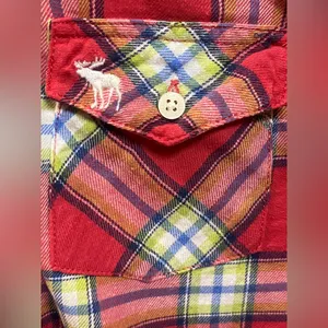 A&F Abercrombie & Fitch Plaid oxford Button Down MOOSE LOGO Size Xs thumbnail 3