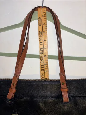 Fossil…Rachel Tote Black Pebbled Leather Tote With Brown Contrasting Handles thumbnail 16