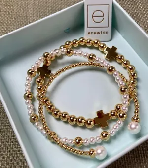 Enewton Pearl and gold beaded bracelet thumbnail 1