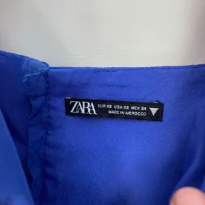 EUC ZARA‎ women's purplish blue deep v-neck cropped corset tank crop top summer thumbnail 4