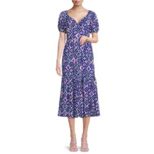 Tash + Sophie Maxi‎ Dress L NWT Puff Sleeve Boho Print Smocked Waist Cottagecore thumbnail 10