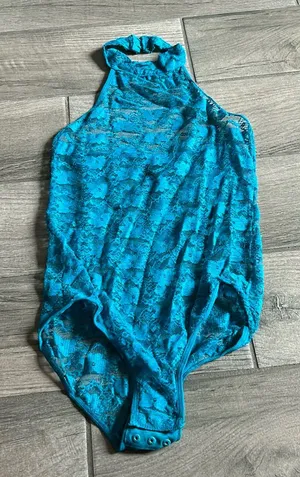 Fredericks of hollyw teal lace bodysuit thumbnail 1