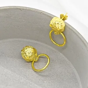 Leo Lion Ring Earring Studs Gold thumbnail 5