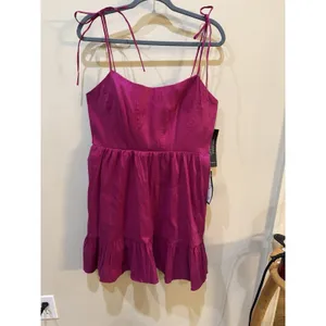 ADRIANNA PAPELL Strapless Taffeta‎ Mini Dress Bright Magenta Pink Size 12 thumbnail 2