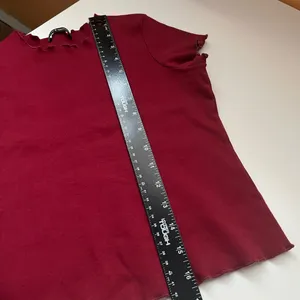 Brandy Melville Wynn Ruffle Short Sleeve Red Top thumbnail 6