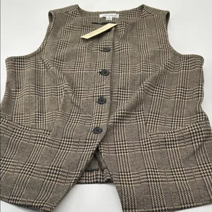JohnPaulRichard Brown Plaid Blouse Size M thumbnail 7