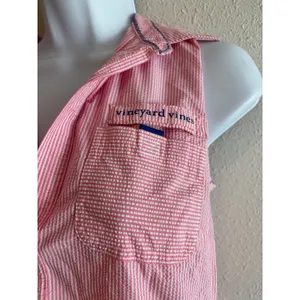 Vineyard Vines Performance‎ Dress 0 Pink Seersucker Sleeveless Vented Shift thumbnail 3