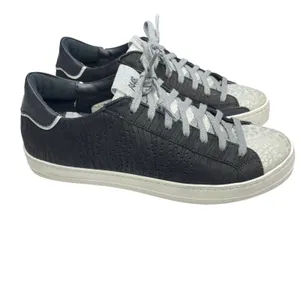 P448 John W sneakers 37 US 7 black silver metallic leopard print lace-up low top thumbnail 16