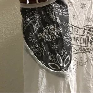 Harley Davidson biker white black Linen & Rayon sleeveless tank top thumbnail 3