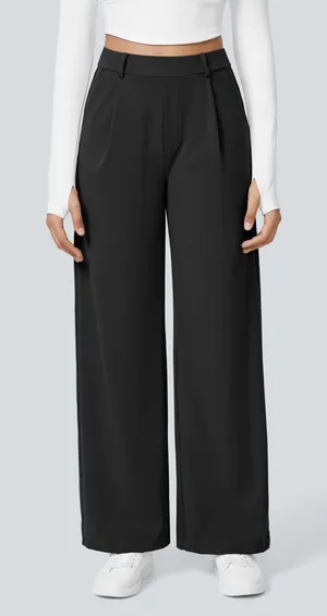 Halara High Waist Straight Leg Work Pants Stretch Comfort Black Medium Regular thumbnail 1