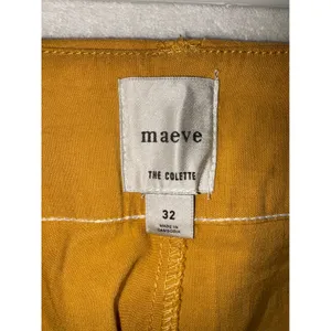 Maeve Anthropologie The Colette Mustard Yellow Embroidered‎ Wide Leg Crop Pants thumbnail 7