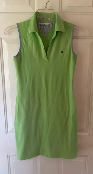 VTG Tommy Hilfiger Green Polo Dress S Preppy Tennis Yacht Club Resort Vacation thumbnail 1