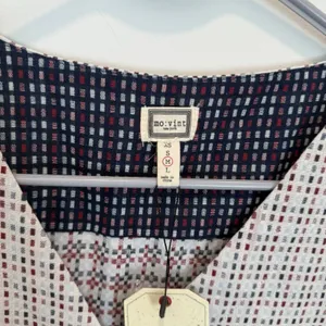 Mo:vint By Anthropologie Dress Dot Textured V Neck Button Down Short Sleeve M thumbnail 6