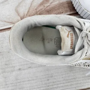 Puma Carina 2.0 Laser Cut Flowers Sneakers White Gold Logos Athletic Feminine 7 thumbnail 9