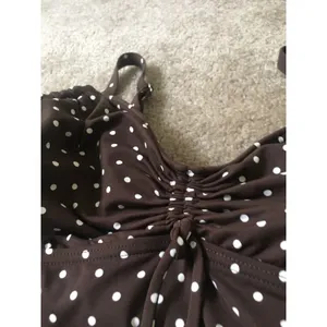 Lands End Women's Polka Dot Swim Top Halter Size 10D Brown White Swim Wear thumbnail 4