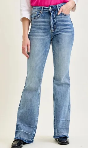 Judy Blue Charlotte Tummy Control Release Hem Flare Jeans Size 32 thumbnail 1