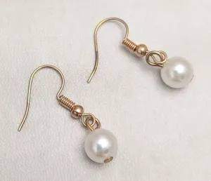 Vintage Faux Pearl Hook Dangle Earrings thumbnail 1