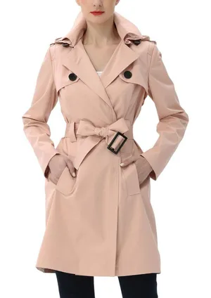 NWT kimi + kai Womens Angie Water Resistant Hooded Trench Coat Blush Pink XL thumbnail 1