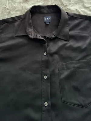 GAP Black Button up relaxed fit long sleeve Shirt size L front pocket minimalist thumbnail 12